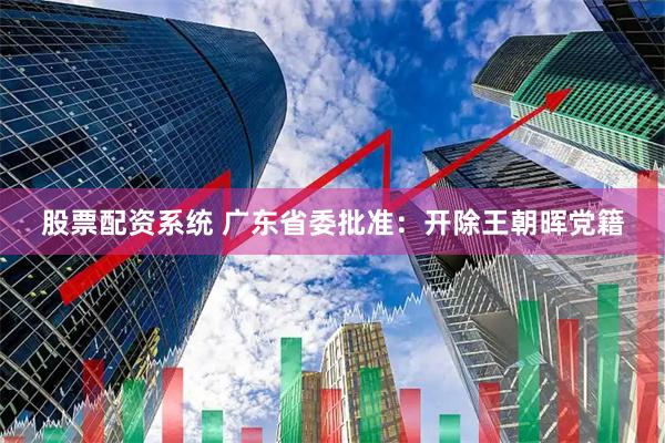 股票配资系统 广东省委批准：开除王朝晖党籍